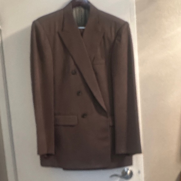 Men's Brown Double-Breasted suit. Custom made - Picture 2 of 6